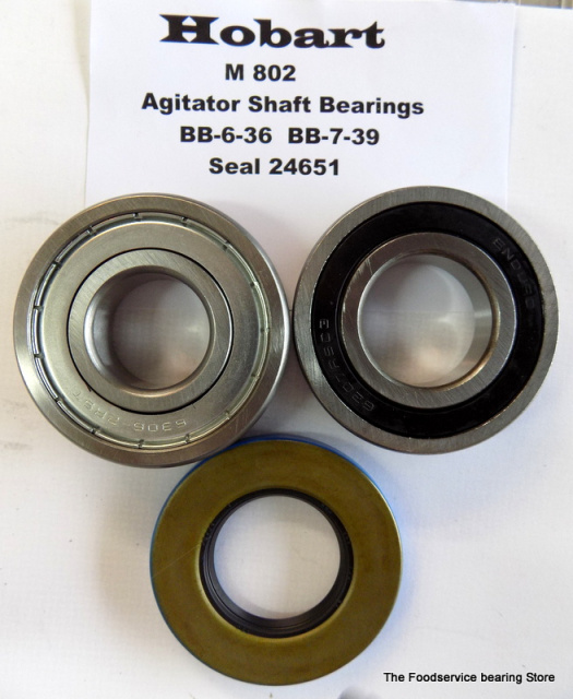 Hobart M802 Agitator Shaft Repair Kit Bearings BB-6-36-BB-7-39-Oil Seal 24651